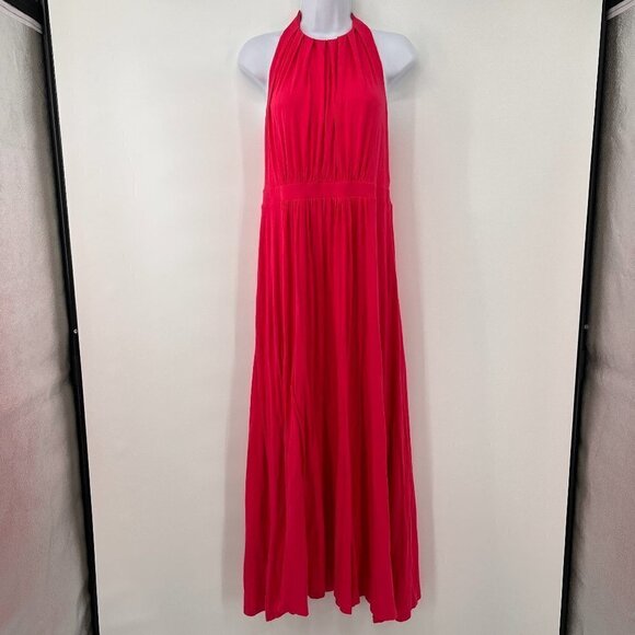BODEN Gathered Backless Pink Cocktail Lined  Maxi Dress Size 8 - Picture 1 of 7